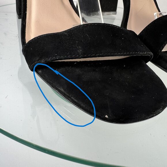 Steve Madden Dillion Block Heel Sandals Black Suede nubuck ankle strap 10 - Picture 4 of 11